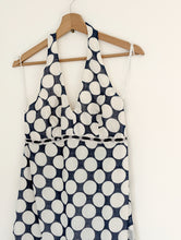 Load image into Gallery viewer, Vintage Blue and White Polka Dot Halter Neck Dress. Size 8
