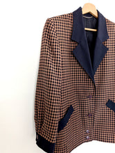Load image into Gallery viewer, Brown and Navy Checked Blazer. Size 12
