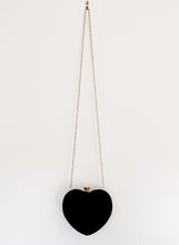Load image into Gallery viewer, Black Heart Shaped Bag with Gold Strap
