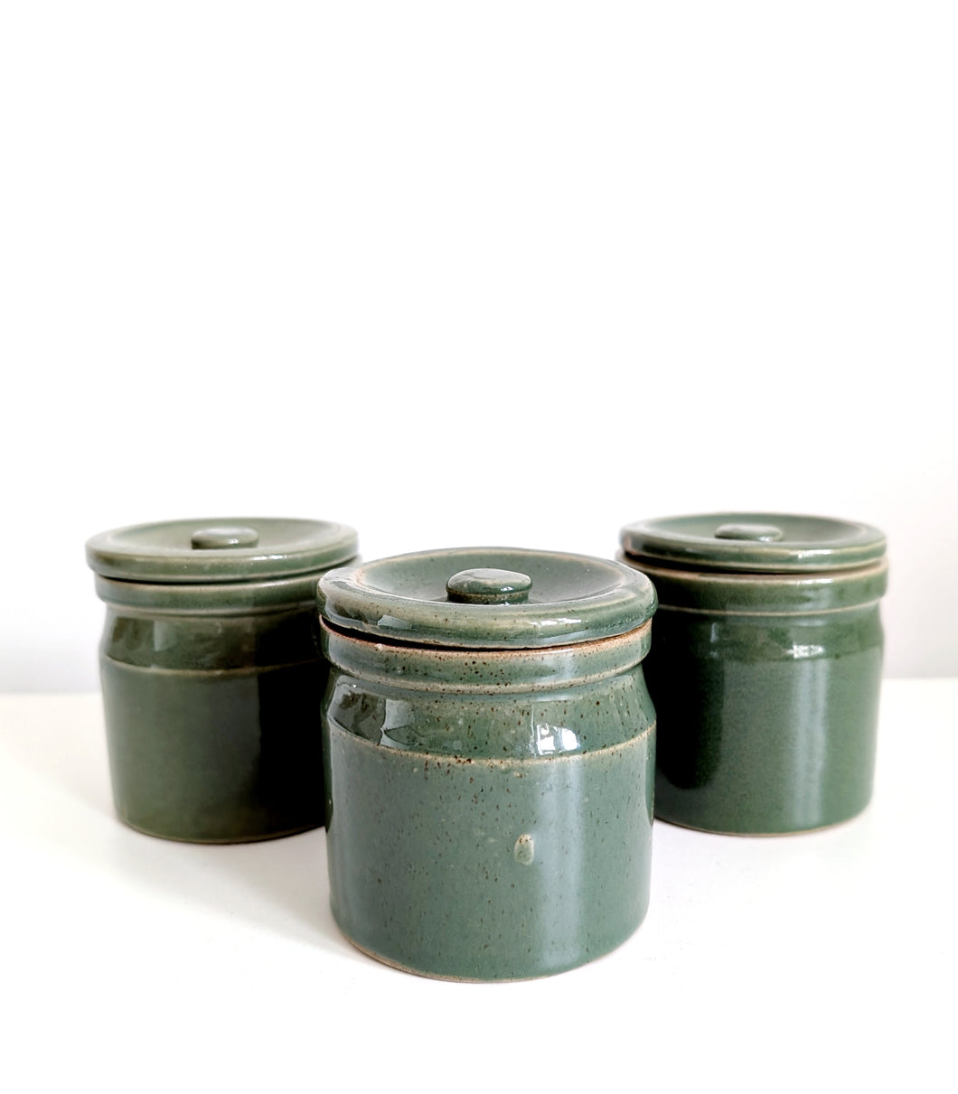 Set of Three Green Pots