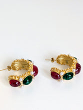Load image into Gallery viewer, Gold Plated Hoop Earrings with Stones
