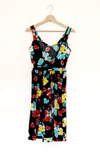 Load image into Gallery viewer, Navy and Floral Cotton Dress with Belt. Size 8
