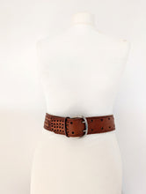 Load image into Gallery viewer, Brown Vintage Leather Belt with Silver Buckle. 29&quot; - 32&quot;
