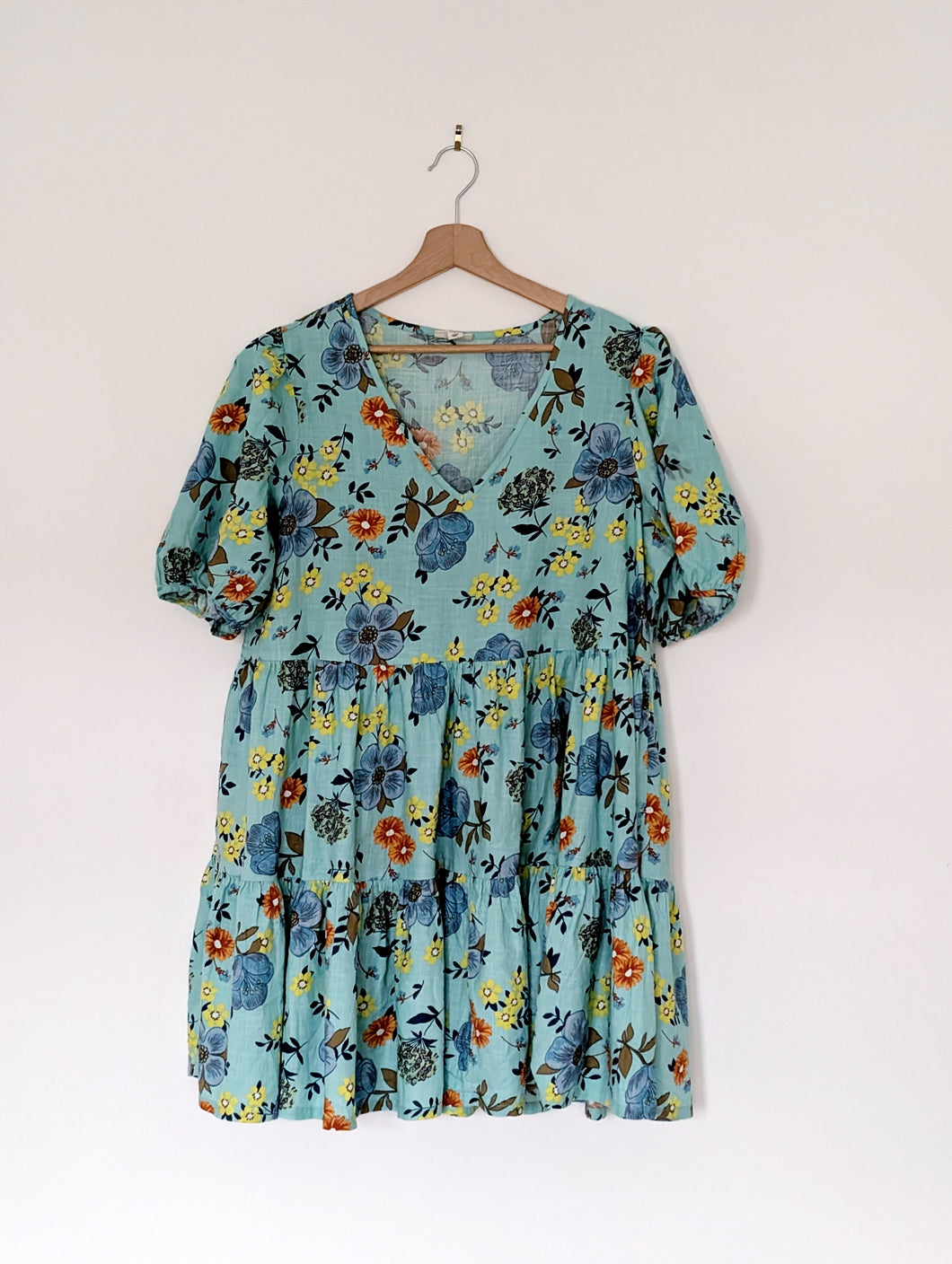 Turquoise Floral Dress. Size 16