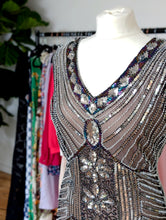 Load image into Gallery viewer, Vintage Flapper Style Black and Silver Dress. Size 10
