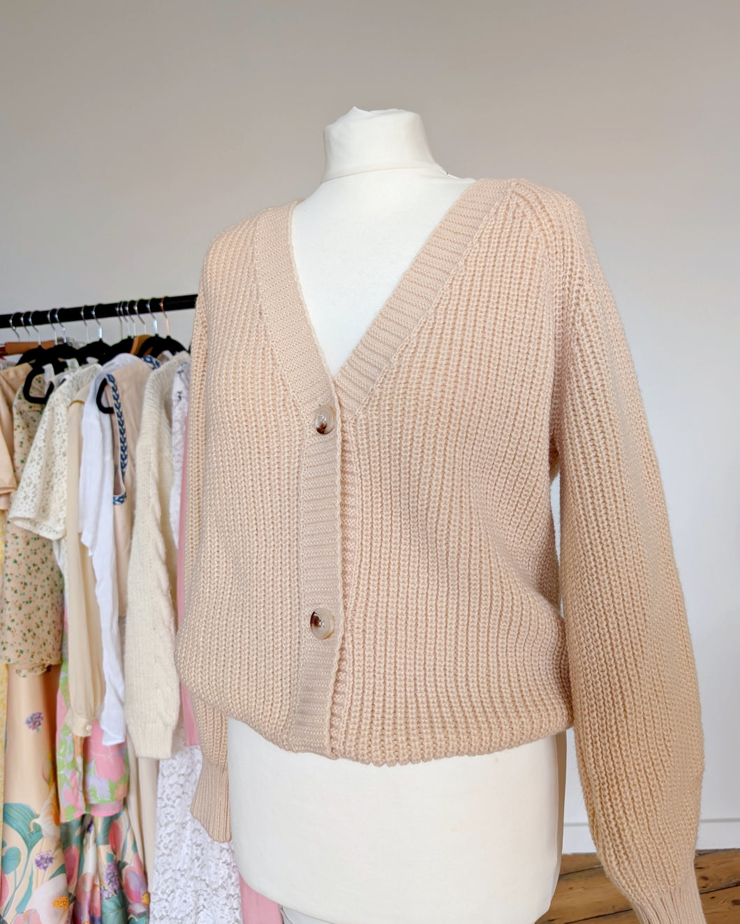 Cream / Beige Knitted Cardigan. Size 10