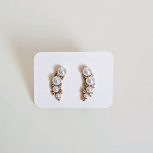 Load image into Gallery viewer, Gold Plated Stud Earrings with Faux Pearl Stones
