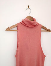Load image into Gallery viewer, Coral Knitted Sleeveless Roll Neck Jumper. Size 8

