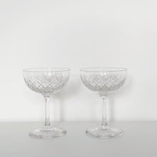 Load image into Gallery viewer, Two Cut Glass Champagne Coupes
