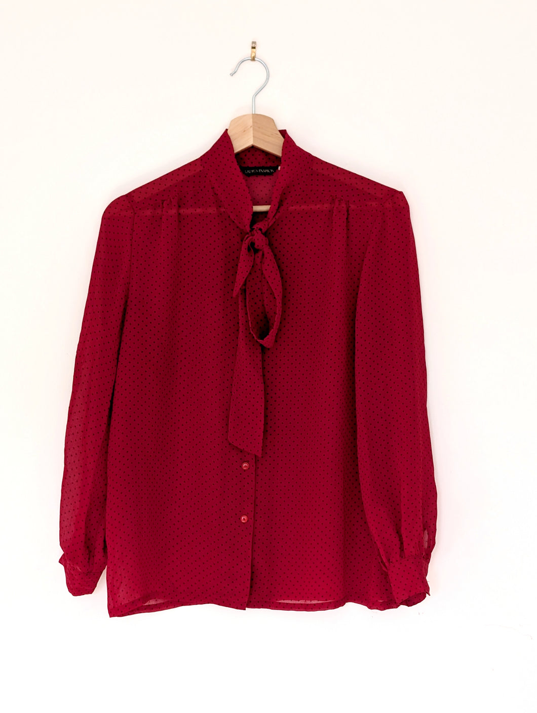 Red and Black Polka Dot Blouse Size 10