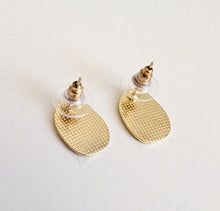 Load image into Gallery viewer, Vintage Black Stud Earrings with Gold Trim
