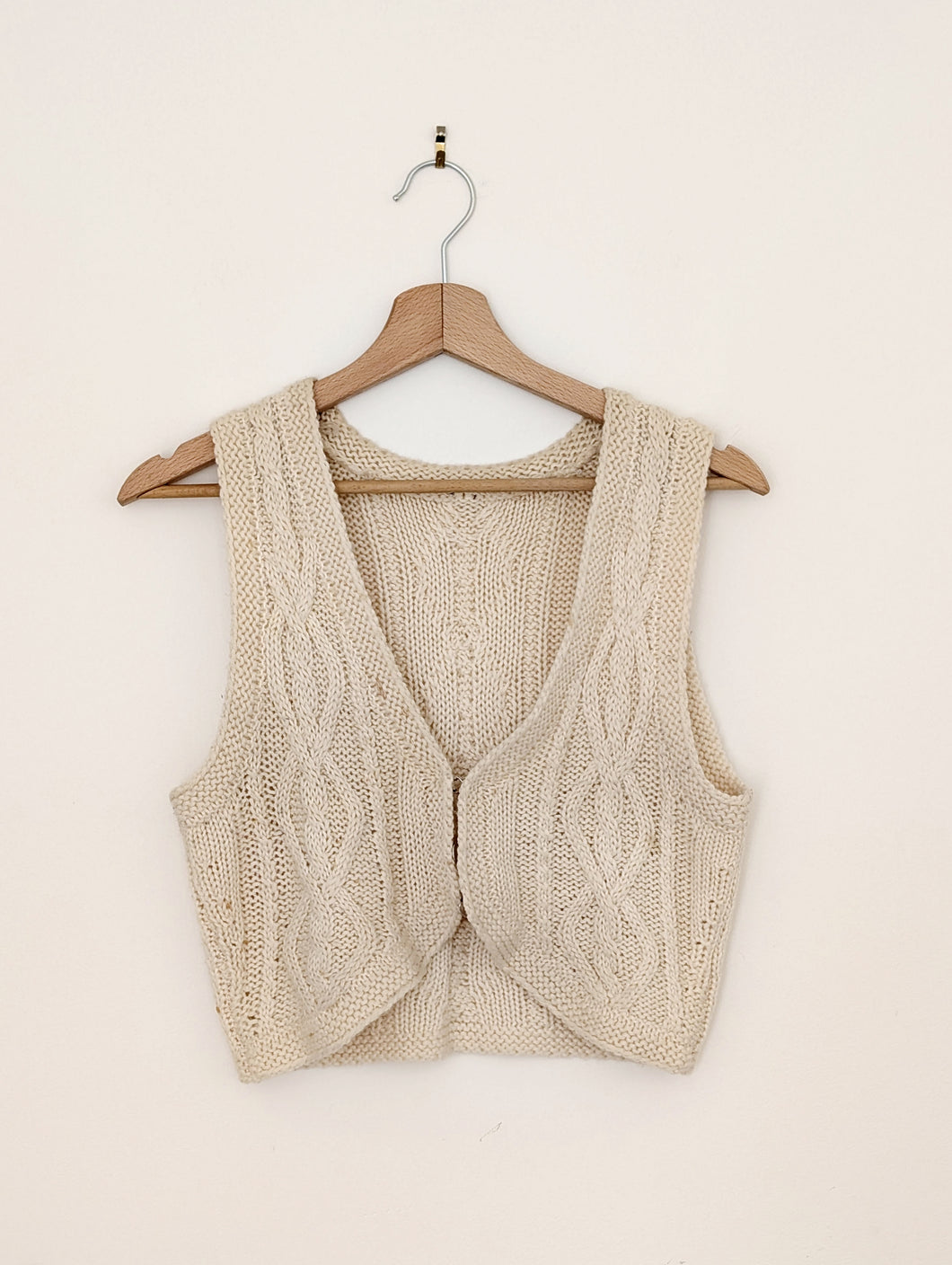 Cream Wool Blend Waistcoat. Size 8