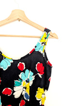 Load image into Gallery viewer, Navy and Floral Cotton Dress with Belt. Size 8
